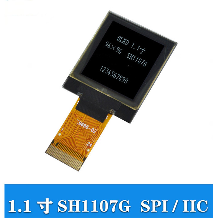 Maithoga 1.1 นิ้ว 24PIN หน้าจอ OLED สีขาว COG SH1107G ไดรฟ์ IC 96*96 อินเทอร์เฟซ SPI/IIC