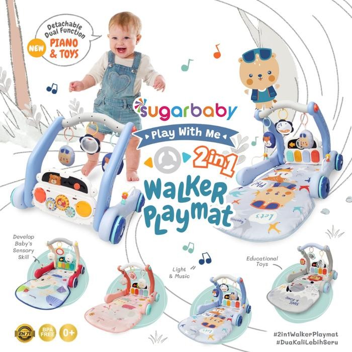 Sugar Baby Play with Me 2in1 Baby Walker & Playmat Push Walker