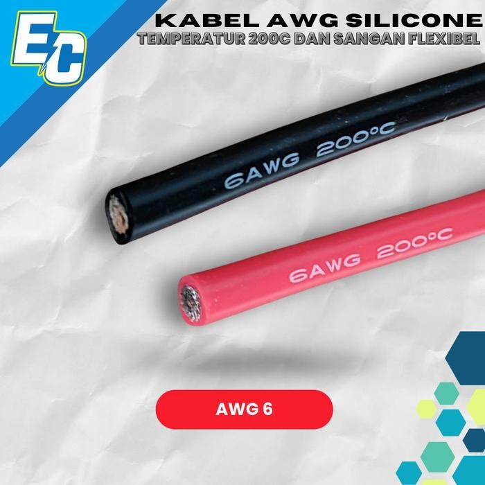 MERAH AWG6 Silicon Cable Meter 6AWG 101A สีแดงและสีดํา