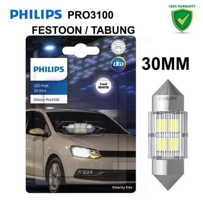 PHILIPS Ultinon PRO3000 Festoon C5W ไฟ LED Cabin 30mm 6000K Tube