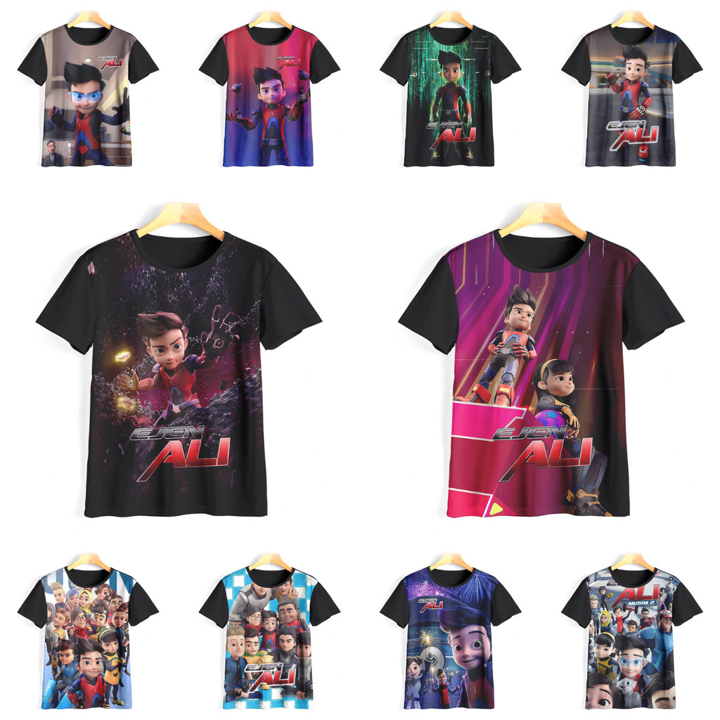 เสื้อยืด Cool and Cool Ejen Ali เสื้อยืด Ejen Ali Animation เสื้อผ้า Ejen Ali สําหรับเด็ก อายุ 1-12 
