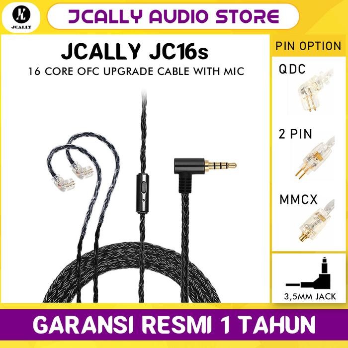 Jcally Jc16S อัพเกรดสาย Ofc 16 Core พร้อมไมโครโฟน Iem ชุดหูฟัง