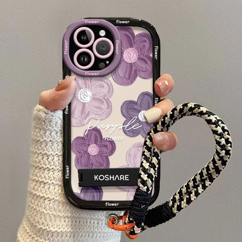 UNGU ดอกไม้สีม่วงปลอก Infinix Hot 60i Smart 9 Hot 50 Pro Plus S23 8 Pro P65 4G P55 5G A70 20S 30I 30