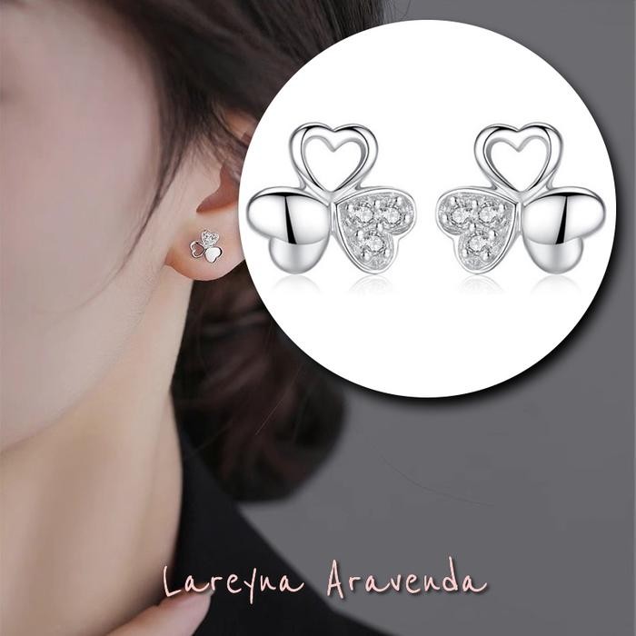 Lareyna Aravenda ต่างหูผู้หญิง S925 อินเทรนด์ Clover คริสตัลสไตล์เกาหลี At002