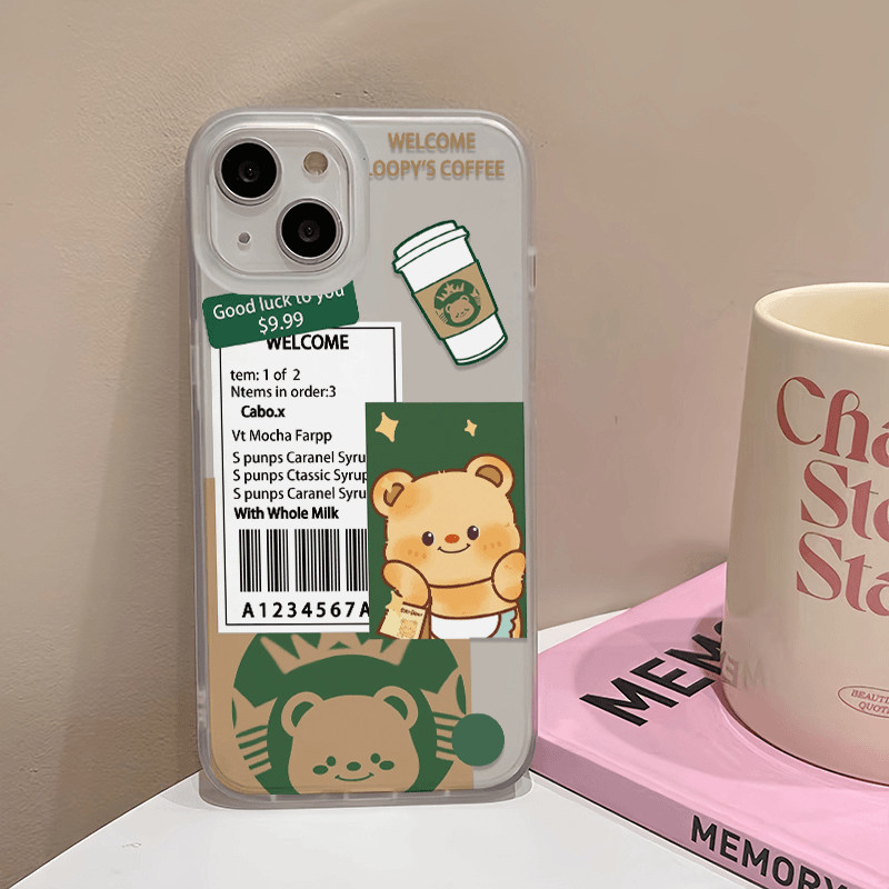 HP Coffee Bear Soft แฟนซีสําหรับกรณี Oppo A3X A5 A3 Pro 5G A60 Reno 14 14 Pro A5X A5I Pro 13 13F 12F