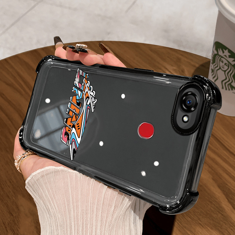 ปลอก Hp สําหรับ OPPO F7 Case Casing pattern icon Kesing HP Kasing four Anti Drop corner Cesing Silic