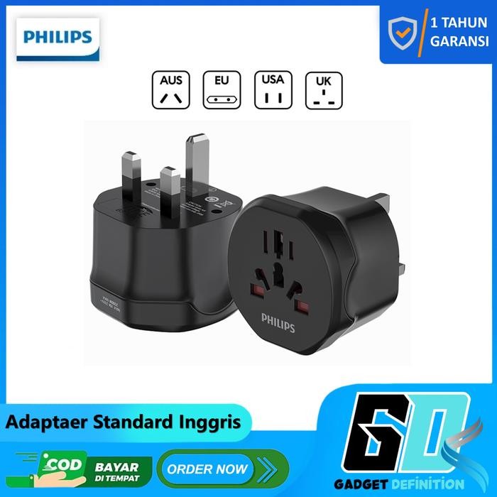 PHILIPS อะแดปเตอร์สําหรับเดินทางอเนกประสงค์ Over Plug 2-Prong 3-Prong Plug