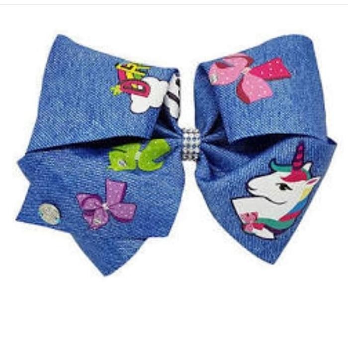 JoJo Siwa โบว์พิมพ์ความฝัน Chambray ลายเซ็นขนาดใหญ่ - ริบบิ้น Jojo Siwa ดั้งเดิม