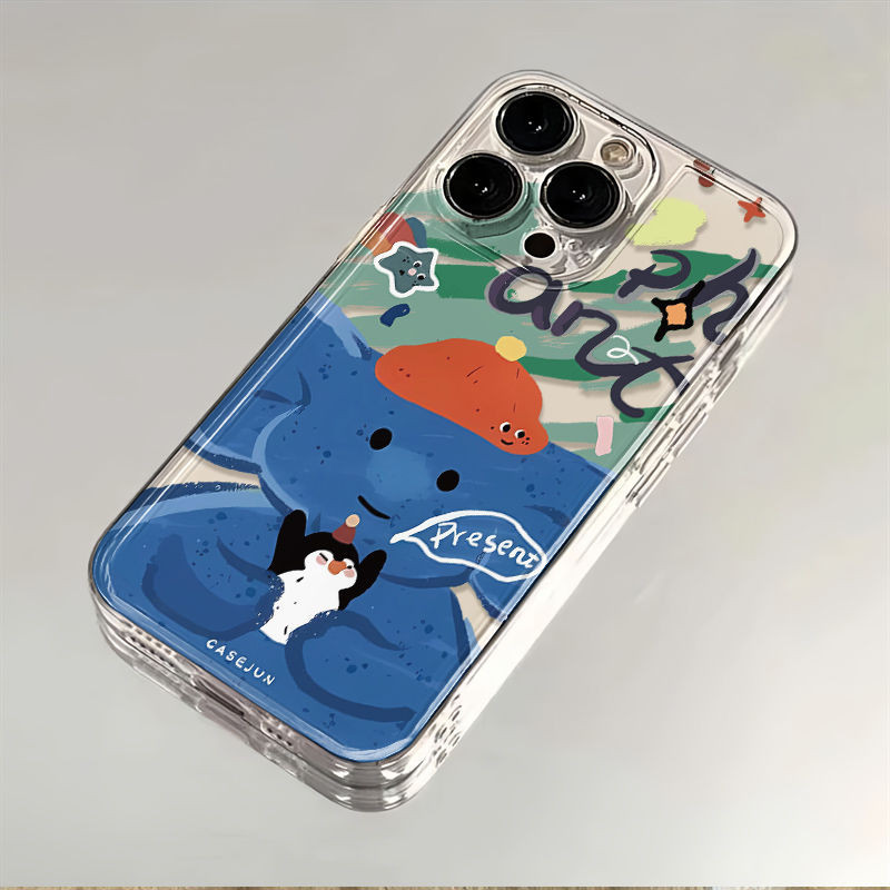 MERAH Clear Blue Elephant Red Hat Case Redmi Note 14 4G 5G 14C Note 14 Pro Plus 5G Note 12 Pro Plus 