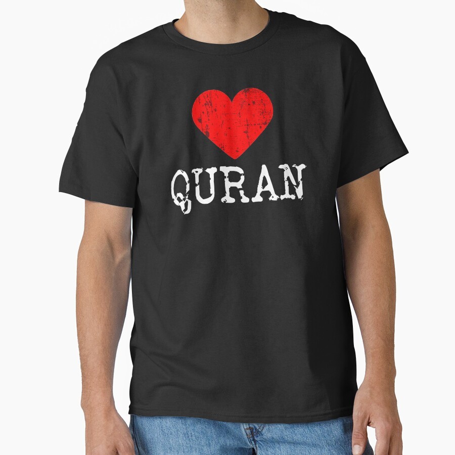 Quran Heart QURAN Love QURAN เสื้อยืด V คอประกอบ Unisex O-คอเสื้อยืดแขนสั้นพิมพ์เสื้อ Tee เสื้อเหมาะ