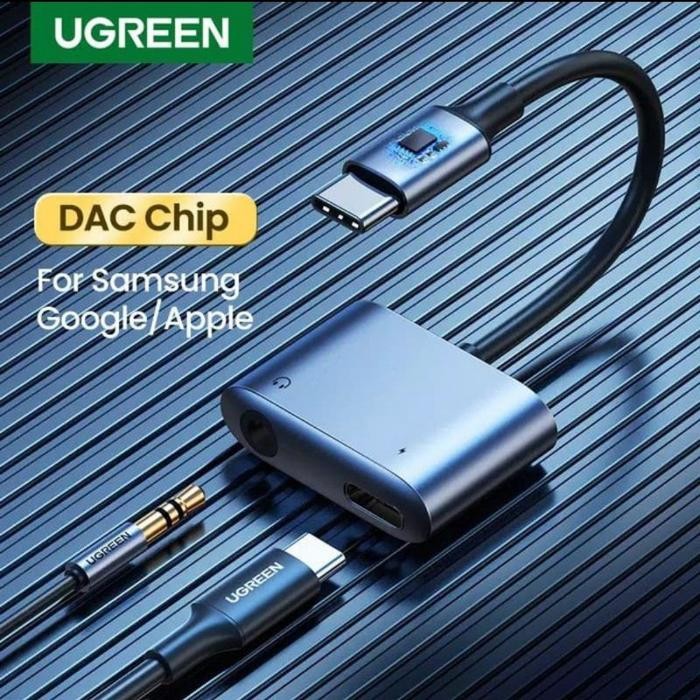 Ugreen USB Type C ถึง 3.5 มม. แจ็คเสียงและอะแดปเตอร์ Type C Aux 2 in 1 DAC