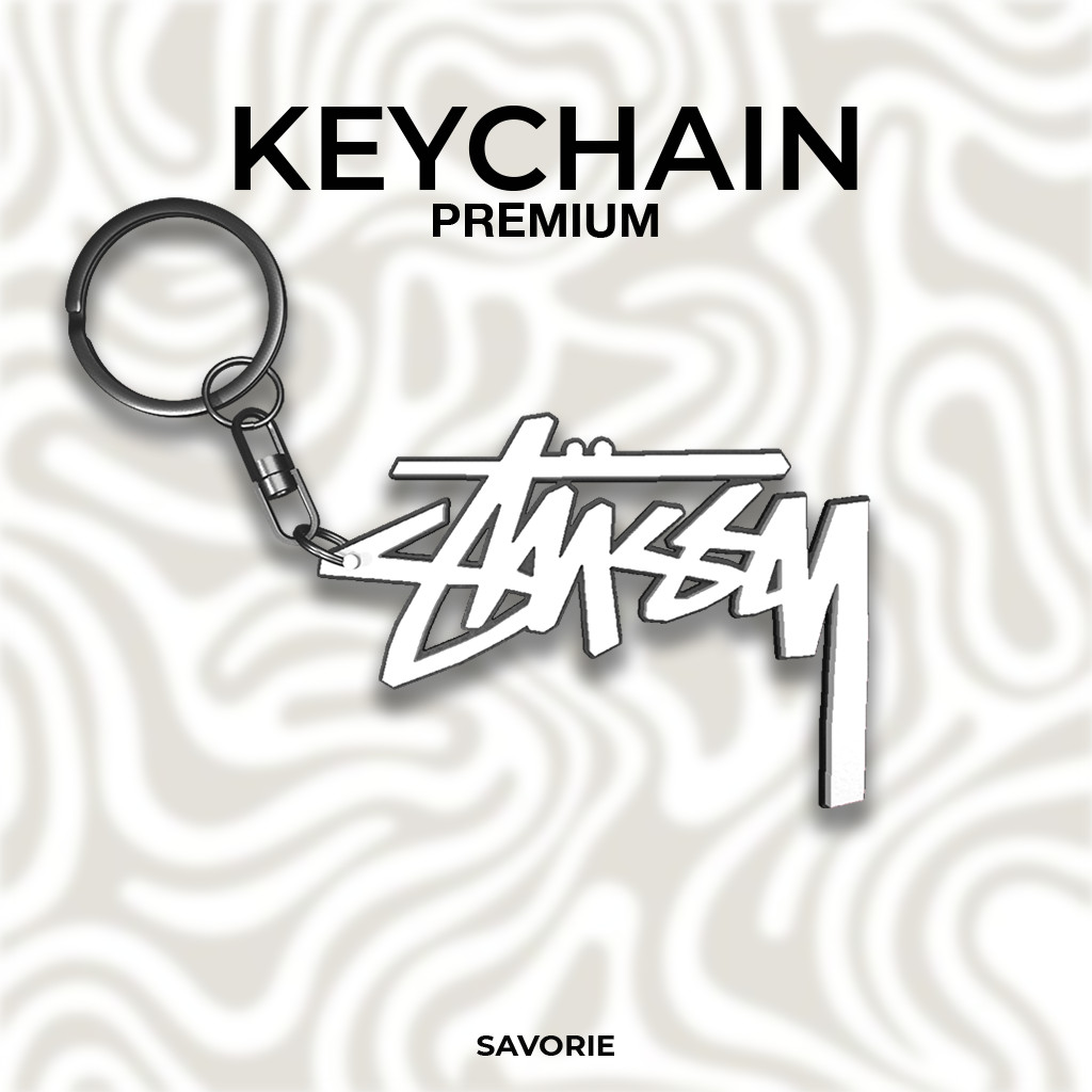 STUSSY BLACK WHITE 3D KEYCHAIN