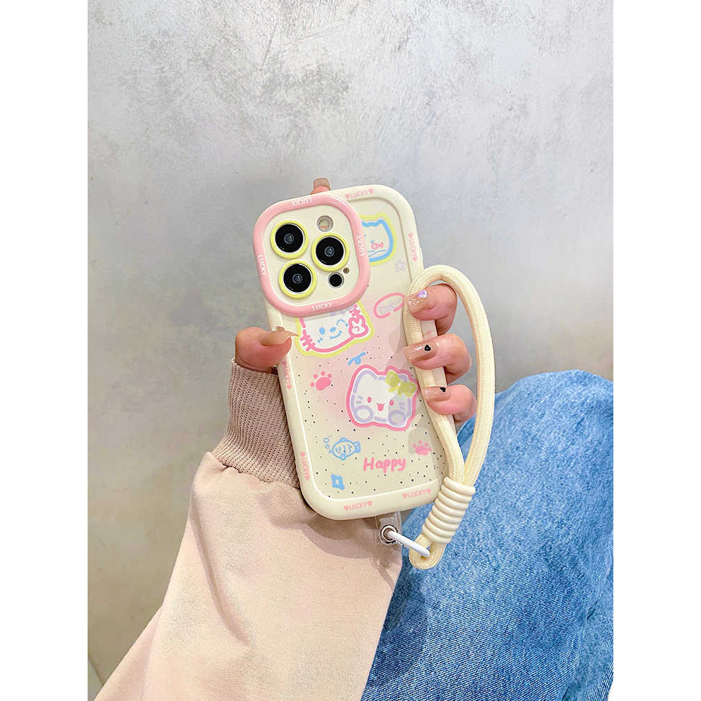 Aesthetic Strap Halo Kitty Premium Casing Hp Xiaomi 14T Poco X7 5G X6 Pro M6 Pro C65 X3 Pro M5S F4 X