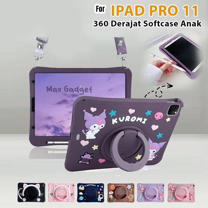 Ipad Pro 11 Inc 2017 2018 M1 M2 Softcase Silicone Kids Case Casing Strap