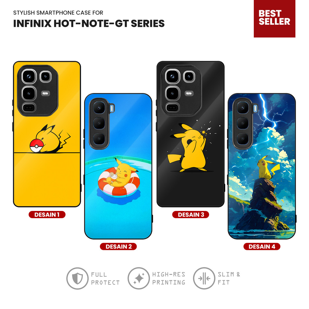 เคสปลอกไฮบริดเคลือบเงา Infinix Note Hot 50 40 30 Pro Plus IX Play 5G 4G Pokemon Pikachu OCD0001