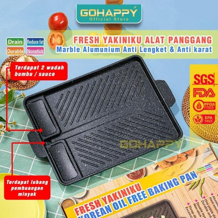 [PRICE REDUCTION] YAKIDA BBQ GRILL PAN Marble GRILL PAN NON-STICK - กันสนิม -