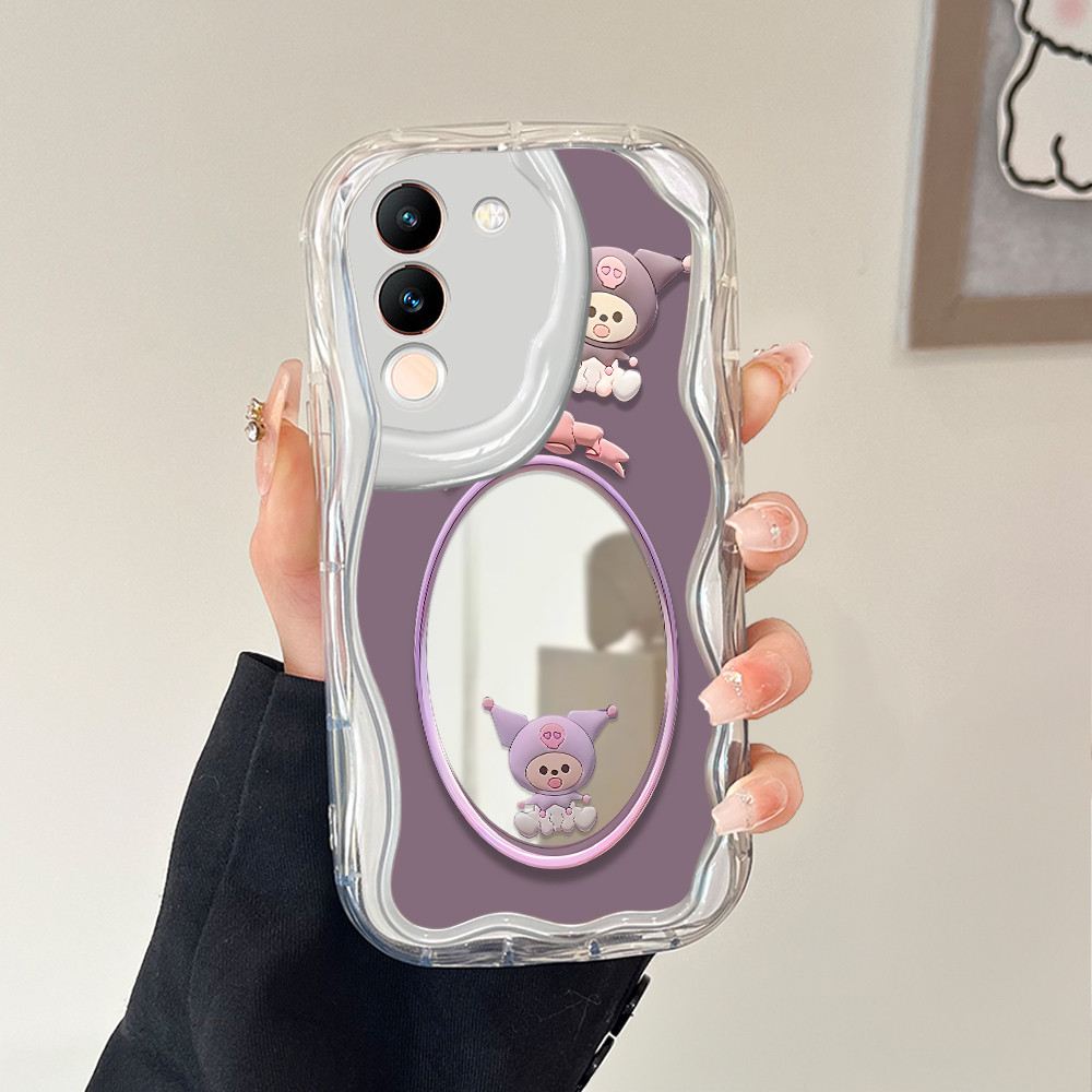 HP เคสโทรศัพท์สําหรับ VIVO V29E 5G กระจกครีมนุ่มน่ารัก Softcase การ์ตูนผีเสื้อเต็มปลอก 5489 JZ