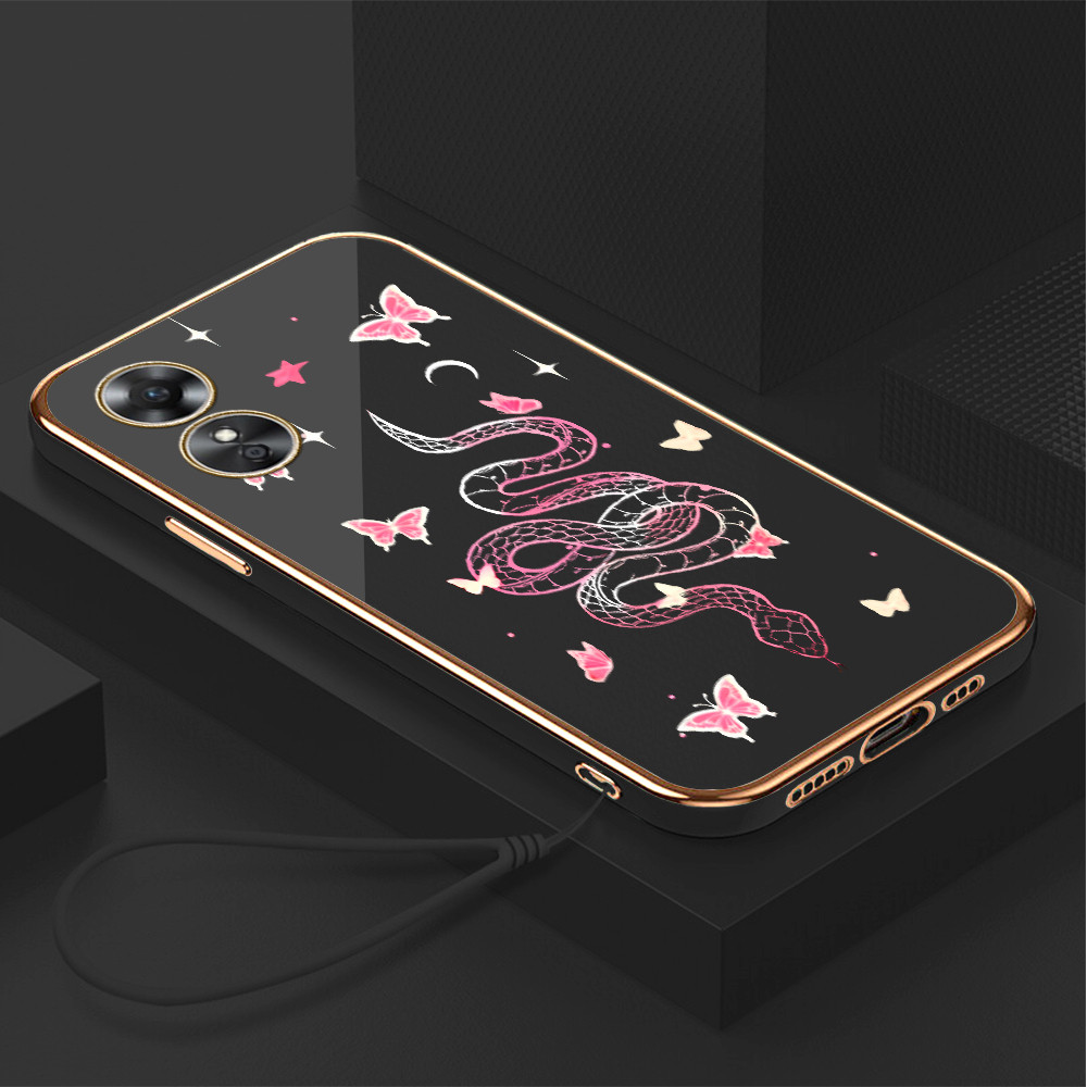 LOKAL HP เคสโทรศัพท์สําหรับ OPPO A17 A17K สต็อกท้องถิ่น Lanyard ฟรีเคสโทรศัพท์ Layered Softcase Kesi