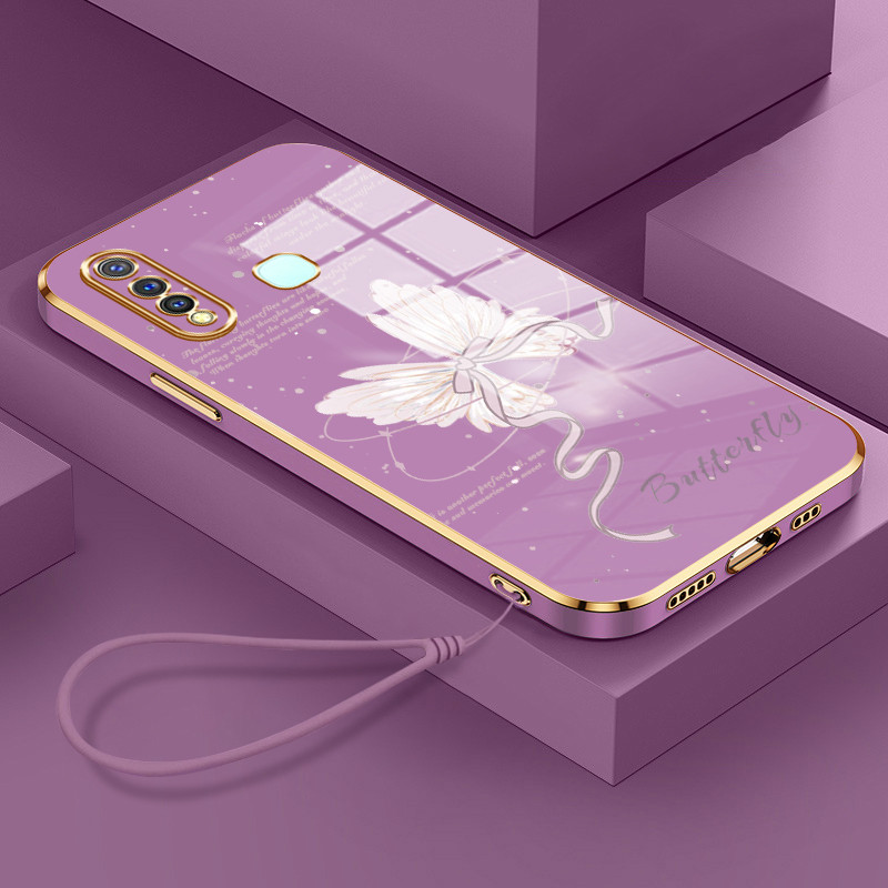 MERAH เคสโทรศัพท์สําหรับ VIVO Y19 Y5s Y19s Y29 5G กรณี Fairy ผีเสื้อสไตล์สีชมพูและสีขาวรูปแบบเคสโทรศ