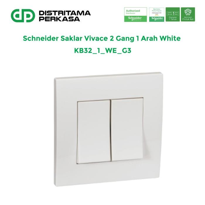 Schneider Vivace 2 Gang 1 Way White Switch - KB32_1_WE_G3