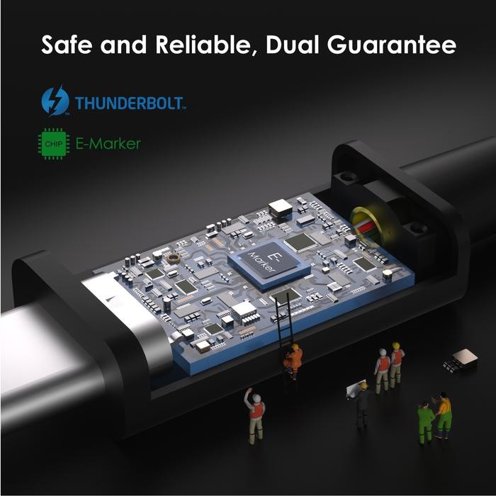 WAVLINK Thunderbolt 5 WL-T5C10P 100 ซม.สาย USB-C 120Gbps Data Transfer รองรับจอภาพ 8K/16K &