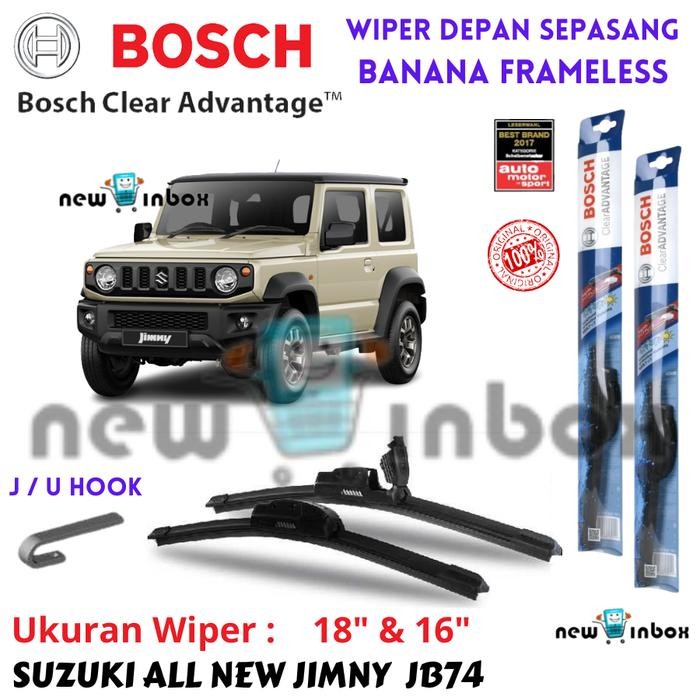 ด้านหน้าสําหรับ SUZUKI ALL NEW JIMNY JB74 PAIR OF FRAMELESS BOSCH CLEAR ADVANTAGE 18" & 16"