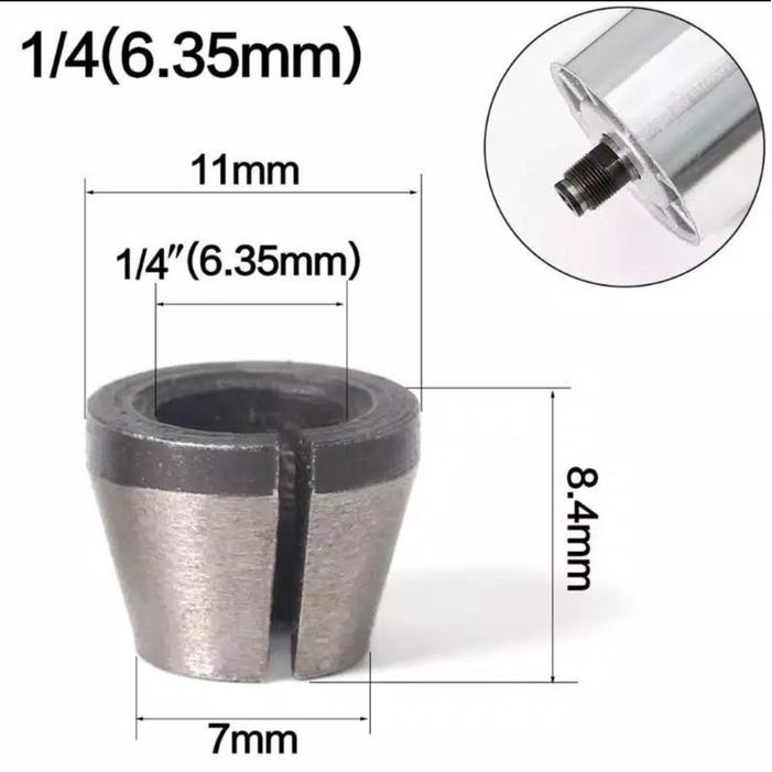 MATA 6.35 มม. 1/4 นิ้ว Collet Chuck สําหรับบิตเราเตอร์โปรไฟล์ 6.35 มม.