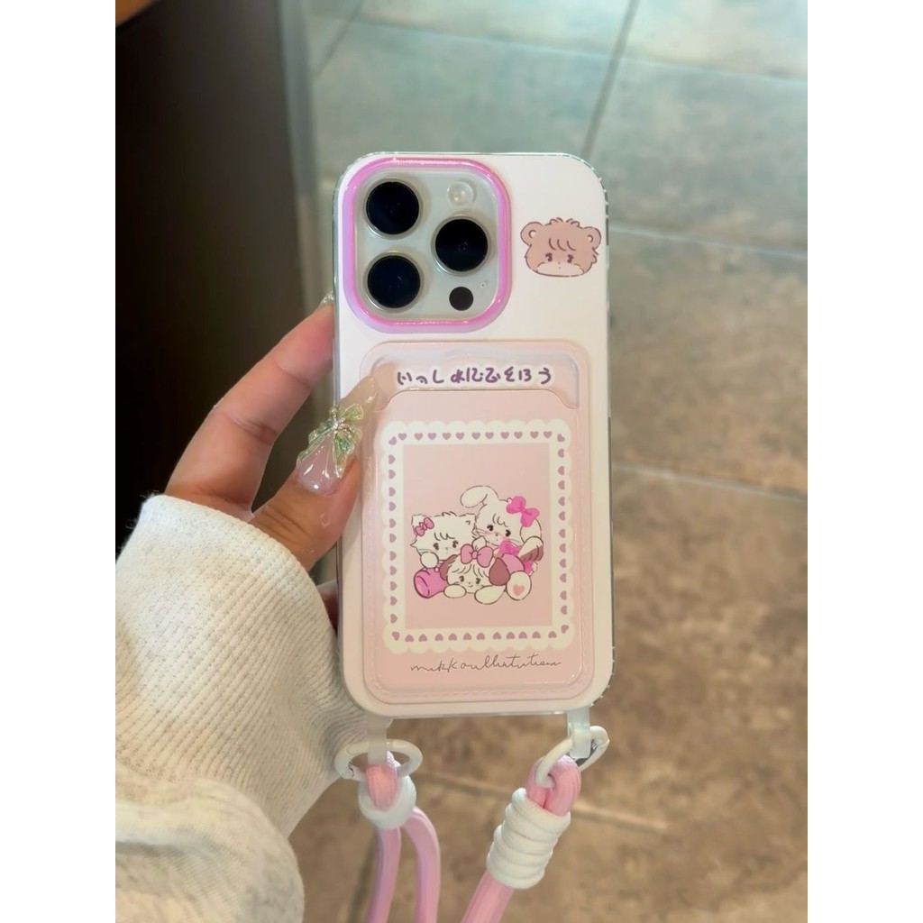 MERAH สีชมพูผู้ถือบัตรกระต่ายกรณี Xiaomi F7 C85 C75 C65 15 14 14T Poco C71 X7 Pro C65 C75 M5S 11 12 