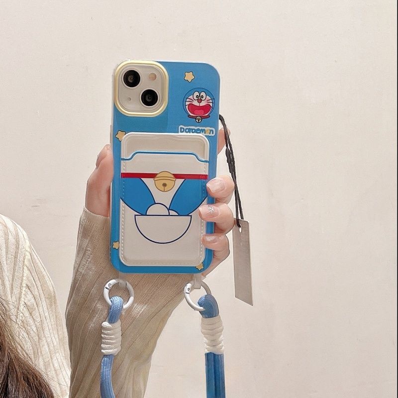 MERAH Card Holder Doraemon Pink Strap Case Xiaomi F7 C85 Poco C71 X7 Pro 15 14 14T C75 C65 M3 M4 M4 