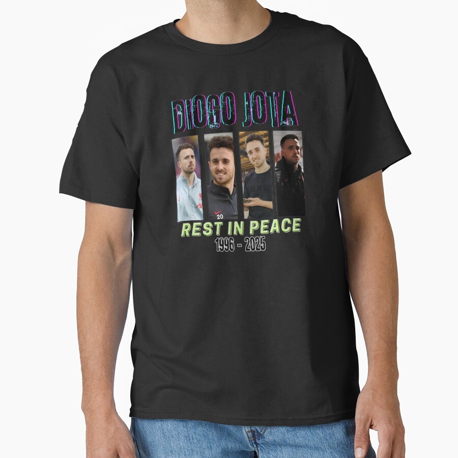 Diogo Jota Diogo Jota Rests in Peace Essential T-Shirt Unisex O-Neck เสื้อยืดแขนสั้นพิมพ์เสื้อ Tee เ