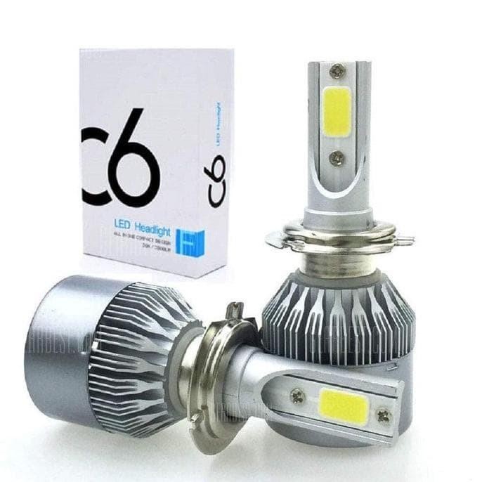ไฟหน้ารถ LED C6 SILVER H1 H3 H4 H7 H11 HB3 HB4 36 วัตต์ 36W มอเตอร์ 9005