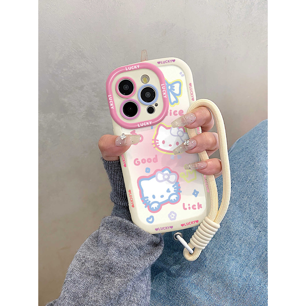 Halo Kitty Premium Strap สําหรับสาวกรณี Xiaomi 14T Poco X7 5G M6 Pro F4 F5 X3 Pro 13T Pro X6 Pro X5 