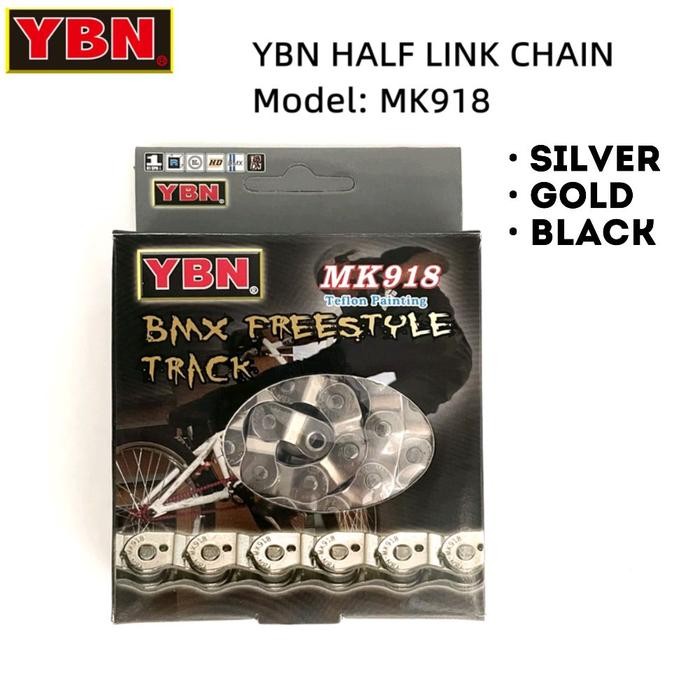 YBN HALFLINK Chain MK918 102L ความเร็วเดียวเงินทองสีดํา YABAN Half Link CHAIN MK 918