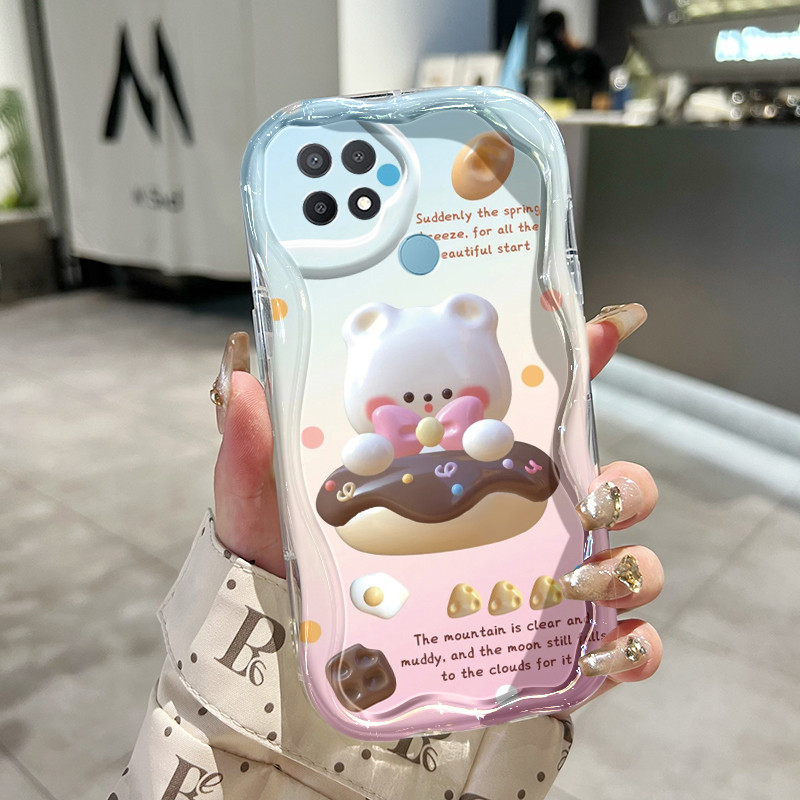 HPปลอกสําหรับOPPO A15 A15s A35 กรณีหมีรูปแบบขนมปลอกHPปลอกครีมคอนเทนเนอร์CesingซิลิโคนSoftcase