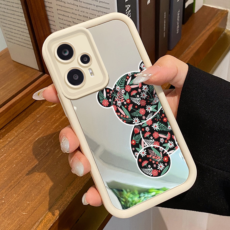 Xiaomi 14 14T 14T Pro 5G POCO F6 F5 กรณีขนาดเล็กลายหมีปลอก HP Cesing ซิลิโคน Softcase กระจก Kesing