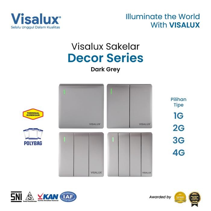 Visalux Decor Series Switch - 1G 2G 3G 4G Dark Grey / Premium Switch