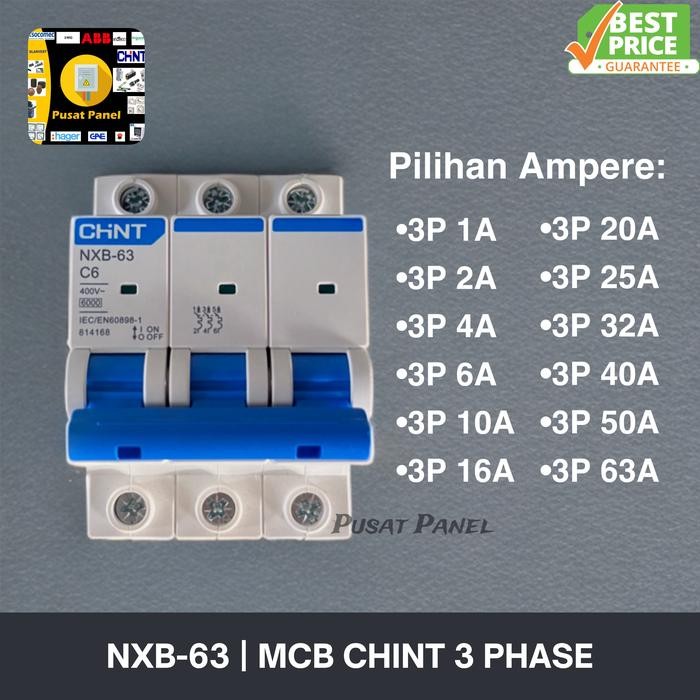 MCB Chint NXB-63 NXB 63 NXB63 3P 6kA 6A-10A-16A-20A-25A-32A-40A