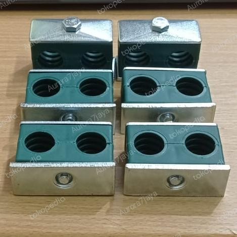 DOUBLE HOLE PIPE CLAMP / HYDRAULIC TUBE CLAMP / DOUBLE PIPE CLAMP