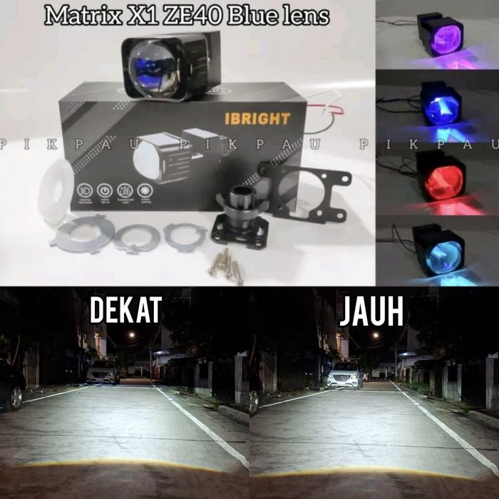 Ibright Bild Matrix X1 ไฟหน้าเลนส์สีฟ้า Original Ze40 และ Ze41 Plus Devil Eye High Low Flat