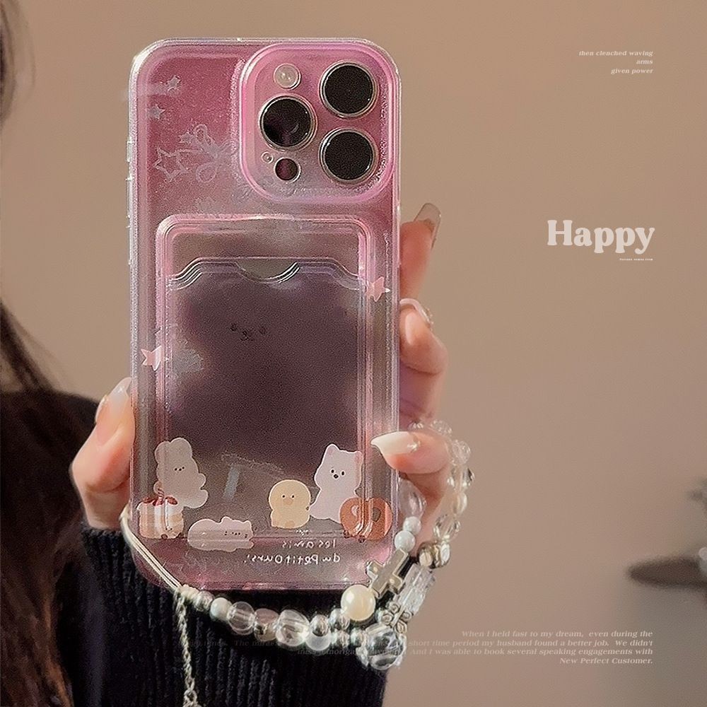 MERAH Rabbit Card Holder Pink Strap Case Xiaomi C75 C65 15 14 14T Poco C71 X7 Pro 11 12 Lite 13T Pro