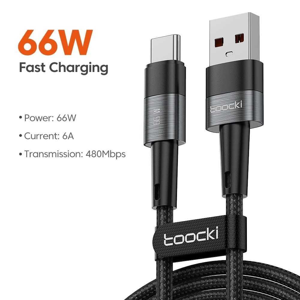Toocki USB Type C สายเคเบิลข้อมูลแบบถักชาร์จเร็ว 6A 66W 2M - TXCT-YSA0G