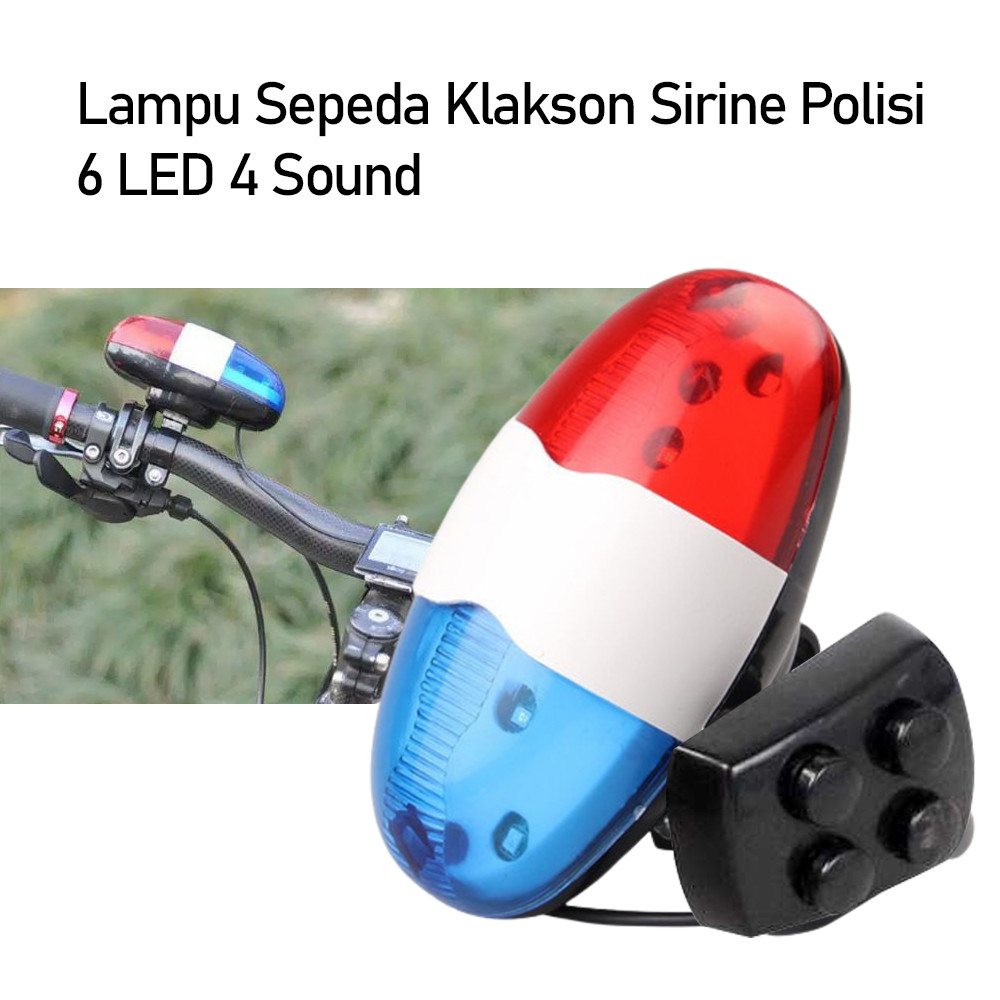 [ราคาปลาหมึก] 6 LED 4 Sound Police Siren Horn ไฟหน้าจักรยาน - JY-325B