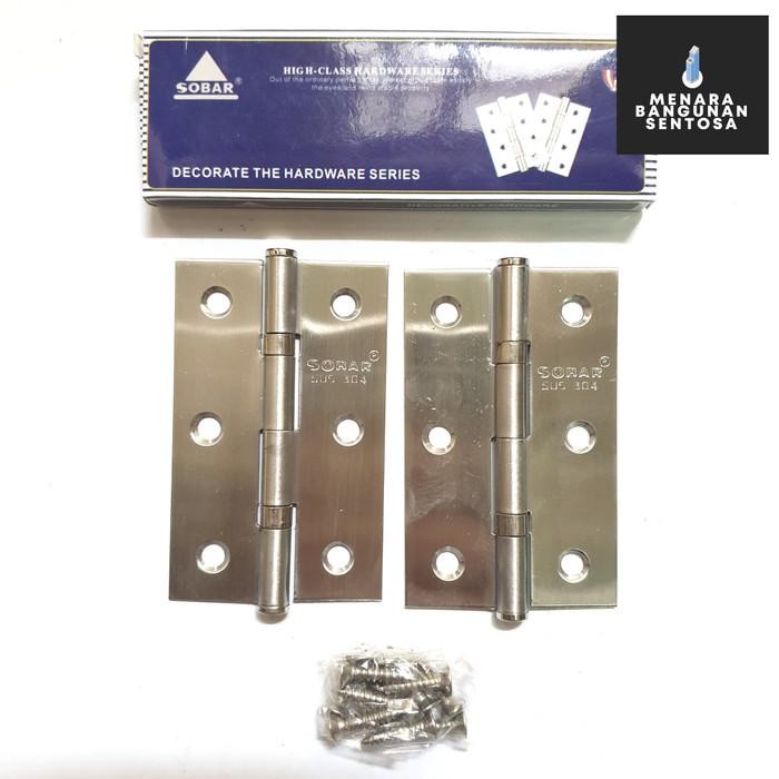 (Allthebest) บานพับสแตนเลส Sobar ขนาด 3" นิ้ว / ประตูตู้สี่เหลี่ยม