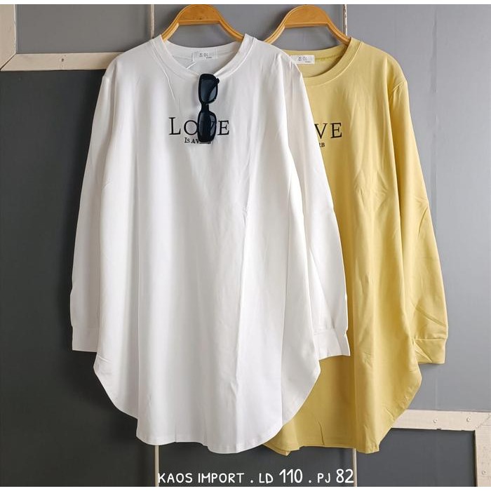 (ผู้เชี่ยวชาญ) เสื้อแขนยาวผู้หญิง เทรนดี้ Love Bo Tunic เสื้อยืดจัมโบ้ Ld 130 ซม. เสื้อ Tunic ล่าสุด