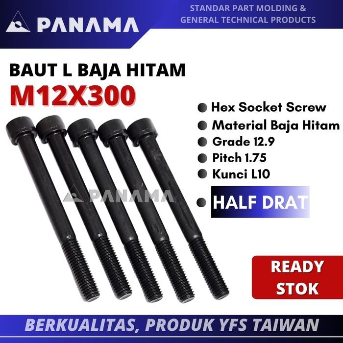 Choice - Bolt L M12X300 Bolt L Steel 12.9 M12 X 300 Mm Pitch 1.75 ครึ่งเกลียว Yfs ไต้หวัน