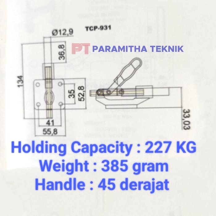 TOGGLE CLAMP PUSH PULL 227 KG TCP 931 / TCP-931 WIPRO