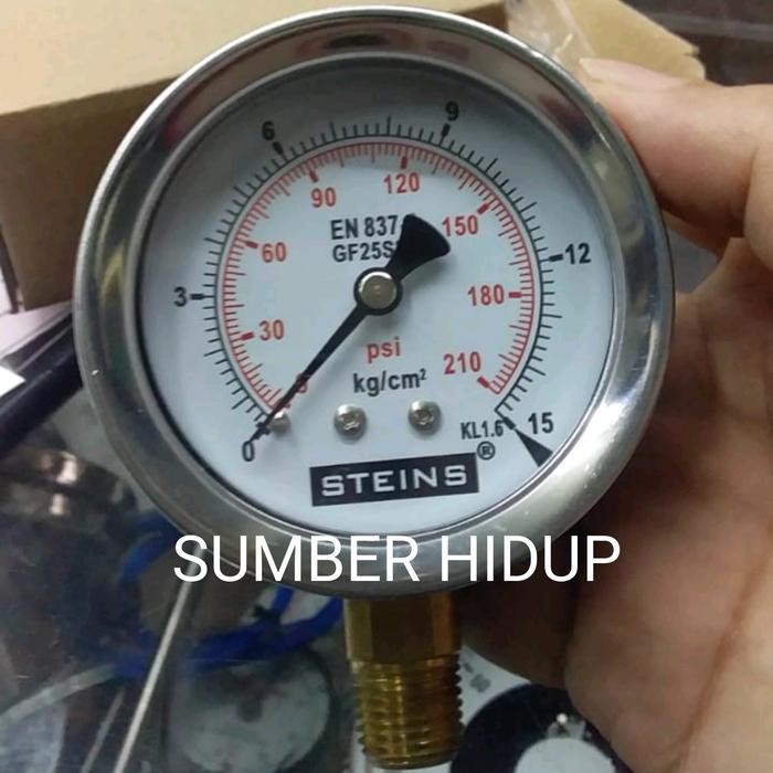 เครื่องวัดความดัน 2" Steins 15Kg En 837-1 Gf25S2L เกลียว 1/4" 15 Kg 2 นิ้ว