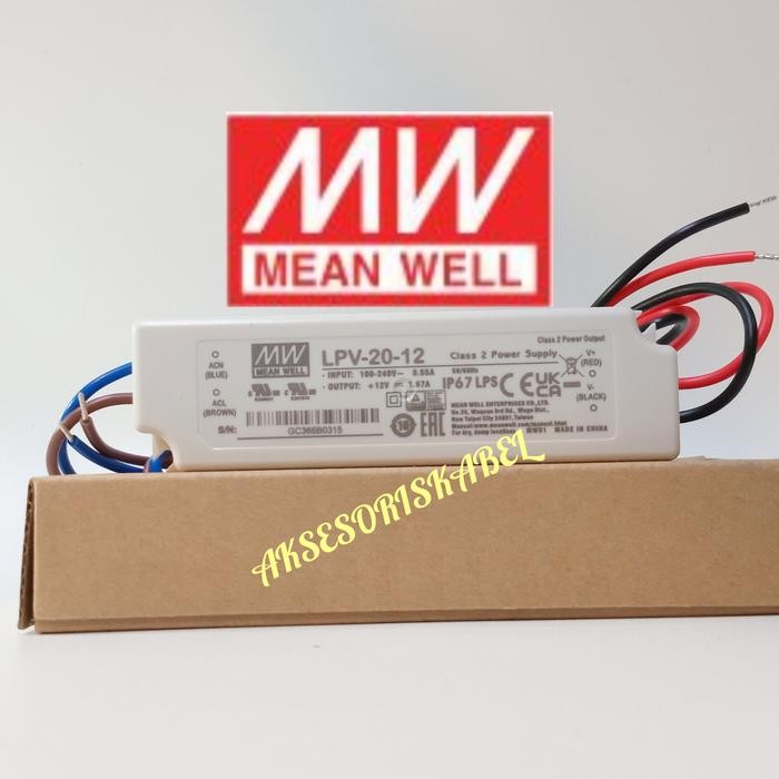 Psu แหล่งจ่ายไฟ Led Driver Mean Well Outdoor Lpv-20-12 20Watt/12Volt-1.67A
