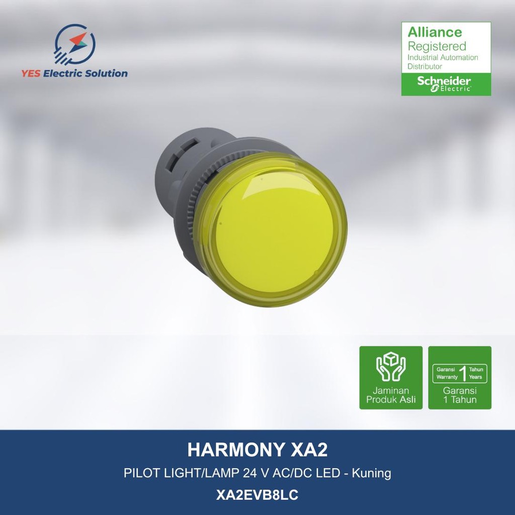 Schneider Electric XA2 ไฟนักบิน/โคมไฟ 24V AC/DC LED สีเหลือง XA2EVB8LC