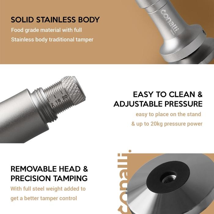 Tamper Click 58mm Coffee Click Tamper ปรับได้ 58 mm - Conalli Grey